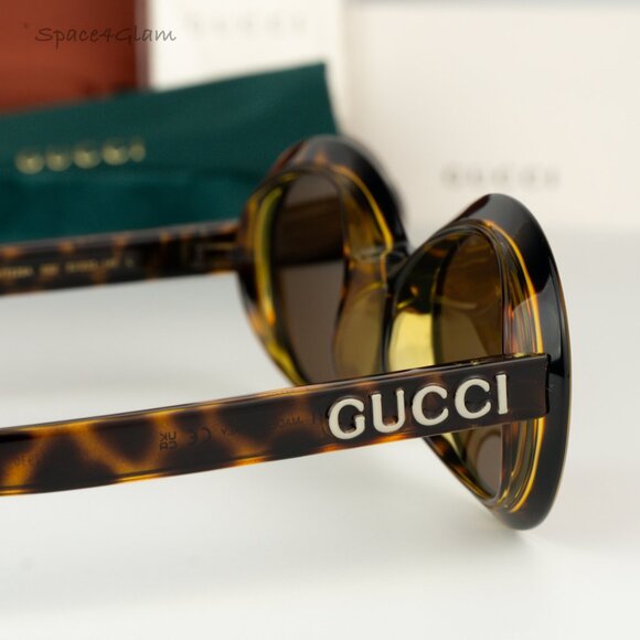 NEW Gucci GG1722SA 002 Spotted Havana Nicotine Brown Unisex Oval Sunglasses main image 7